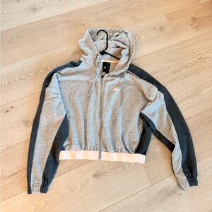 Adidas color block Gray and Black Zip-Up Hoodie